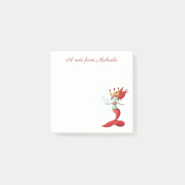 Cute Fantasy Red Queen Siren Mermaid Post-it Notes (Front)