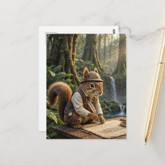 Cute Fantasy Squirrel Explorer Postcard