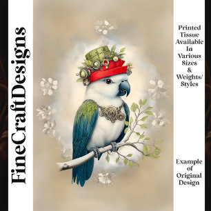 Cute Fantasy Steampunk Parrot Hat J6R Decoupage  Tissue Paper