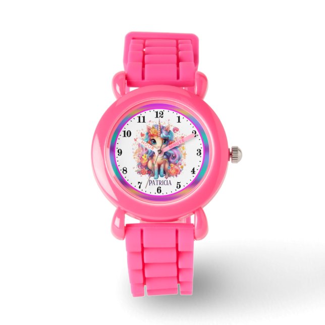 cute fantasy unicorn add name girls  watch (Front)