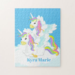 Cute Fantasy unicorn add name Jigsaw Puzzle