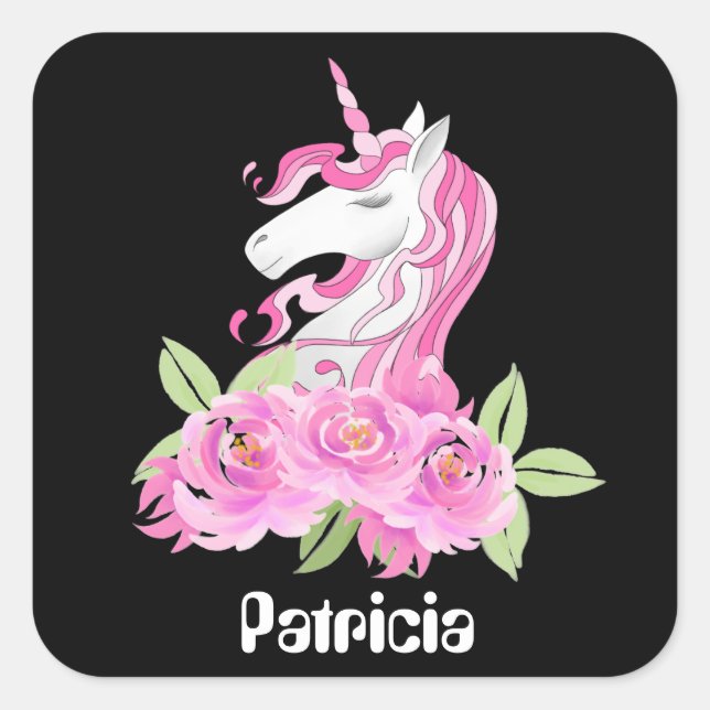 Cute Fantasy unicorn add name sticker (Front)