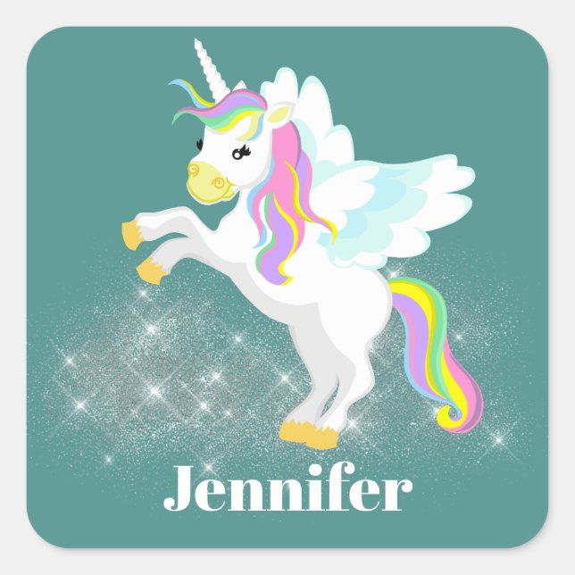 Cute Fantasy unicorn add name sticker (Front)