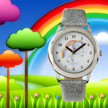 Cute Fantasy Unicorn Add Name Watch by DoodlesGifts at Zazzle