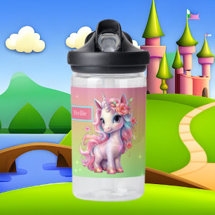 Cute fantasy unicorn add name water bottle