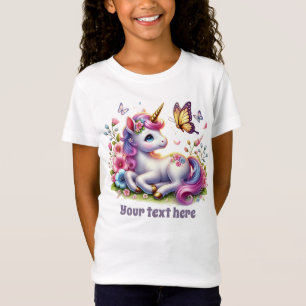 Cute fantasy unicorn girls customizable  T-Shirt