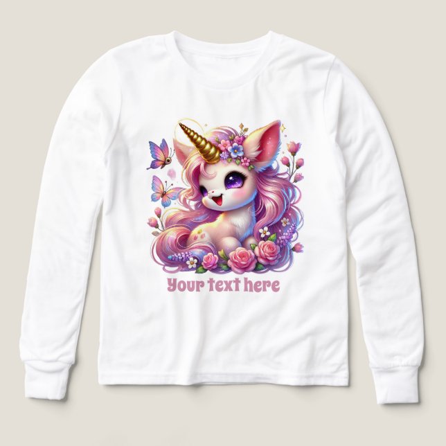 Cute fantasy unicorn girls customizable  Tri-Blend shirts (Design Front)