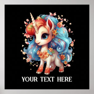 Cute Fantasy unicorn lovers add text Poster
