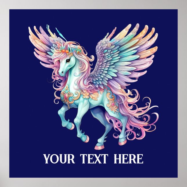 Cute Fantasy unicorn lovers add text  Poster (Front)