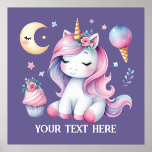 Cute Fantasy unicorn lovers add text Poster