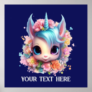 Cute Fantasy unicorn lovers add text Poster