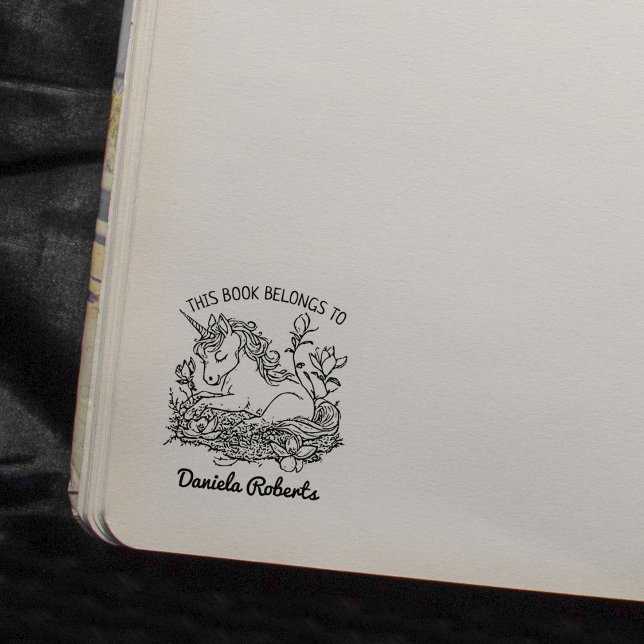 Cute Fantasy Unicorn Pony Bookplate Rubber Stamp (Creator Uploaded)