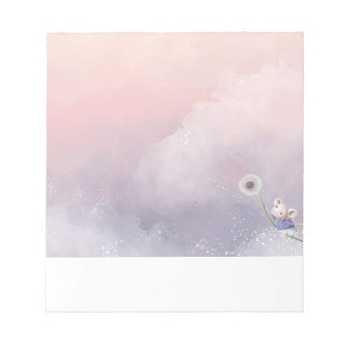  Cute Fantasy Watercolor Mouse Dandelion Flying Notepad