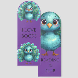 Cute Fantasy whimsical Blue Peacock Bookmarks