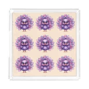 Cute Fantasy whimsical Lilac Peacock Acrylic Tray