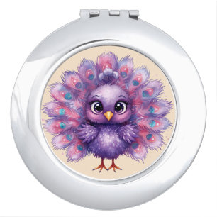 Cute Fantasy whimsical Lilac Peacock Compact Mirror