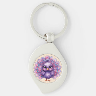 Cute Fantasy whimsical Lilac Peacock  Keychain
