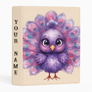 Cute Fantasy whimsical Lilac Peacock Mini Binder