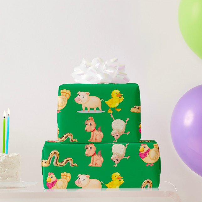 Cute Farm and Pet Animals Wrapping Paper (Creator Uploaded)