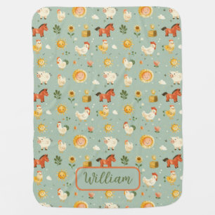 Cute Farm Animal Baby Blank Boy or Girl Baby Blanket