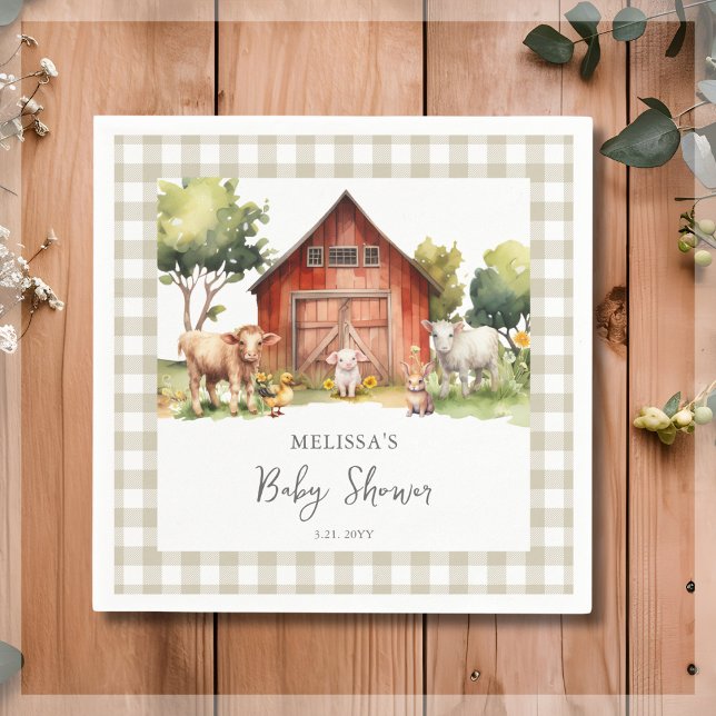Cute Farm Animal Barn Baby Shower  Napkins (Creator Uploaded)