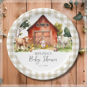 Cute Farm Animal Barn Baby Shower Paper Plates