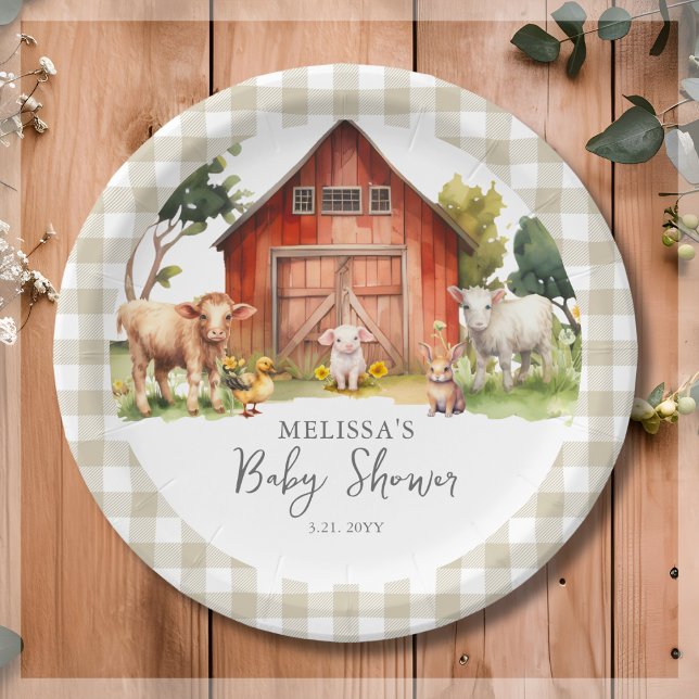 Cute Farm Animal Barn Baby Shower  Paper Plates (Creator Uploaded)