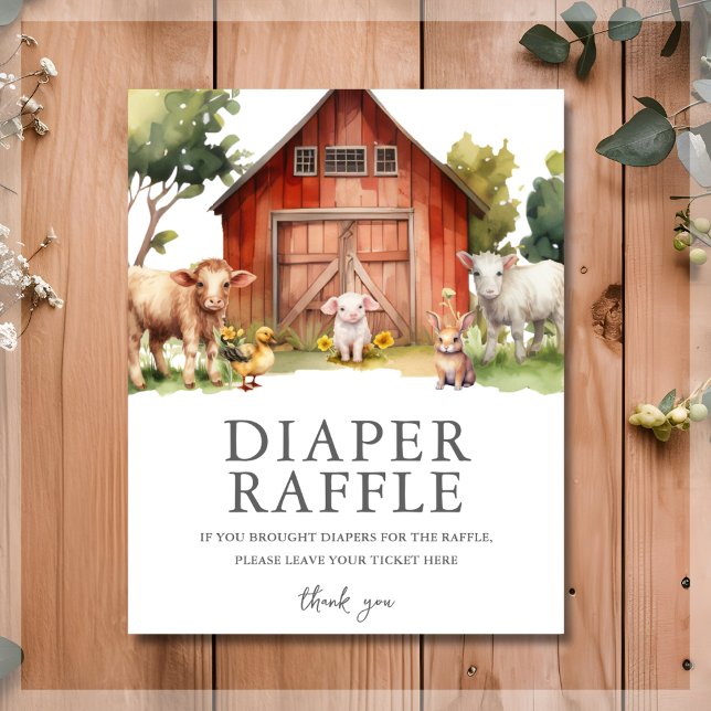 Cute Farm Animal Barn Diaper Raffle Sign (Creator Uploaded)