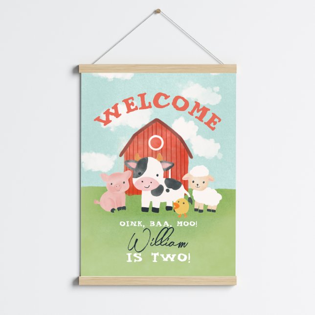 Cute Farm Animal Barnyard 2nd Birthday Welcome  Poster (Creator Uploaded)