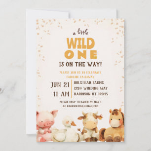 Cute Farm Animal Barnyard Baby Shower Invitation