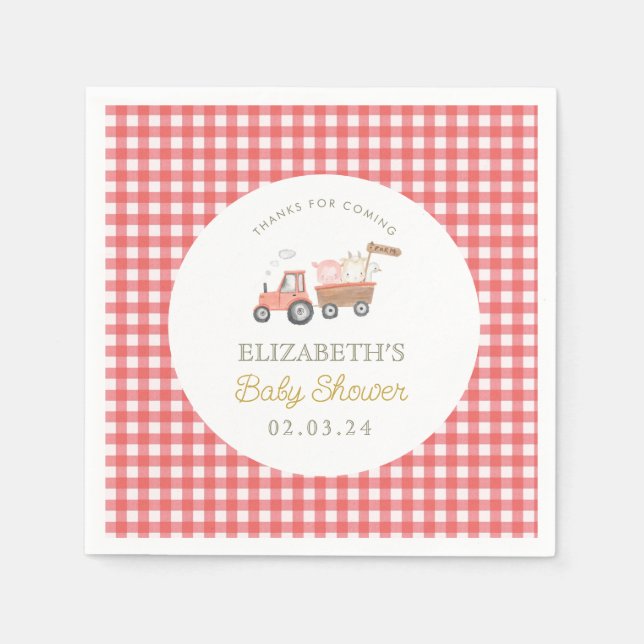 Cute Farm Animal Barnyard Baby Shower Napkins (Front)