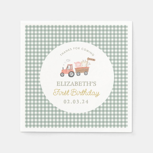 Cute Farm Animal Barnyard Birthday  Napkins (Front)