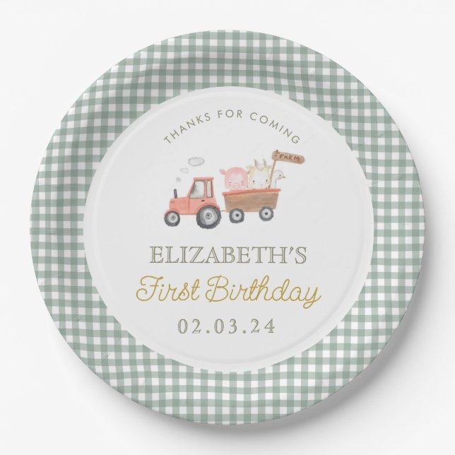 Cute Farm Animal Barnyard Birthday  Paper Plates (Front)