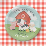 Cute Farm Animal Barnyard Kids Birthday  Paper Plates<br><div class="desc">Add some barnyard charm to your table with these adorable farm-themed paper plates! Designed to match your little one’s 2nd birthday celebration, these plates feature a watercolor red barn, sweet baby animals — pig, cow, sheep, and chick — and the playful phrase “Oink, Baa, Moo – [Name] is two!” Perfect...</div>