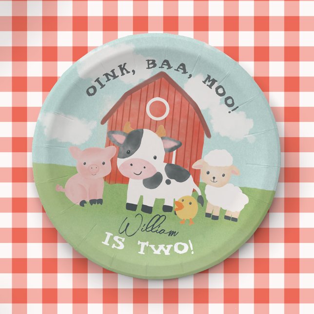 Cute Farm Animal Barnyard Kids Birthday  Paper Plates (Creator Uploaded)