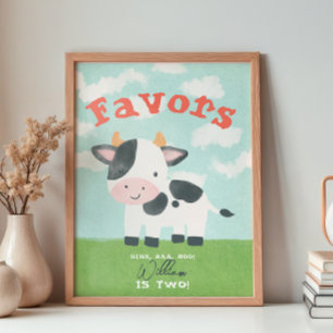 Cute Farm Animal Barnyard Watercolor Favor Poster