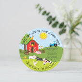 Cute Farm Animal Birthday Party Invitation (Standing Front)