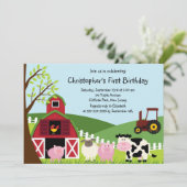 Cute Farm Animal Birthday Party Invitations (Standing Front)