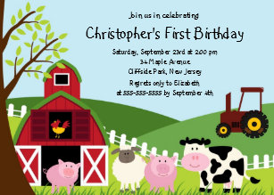 farm animal birthday invitations zazzle