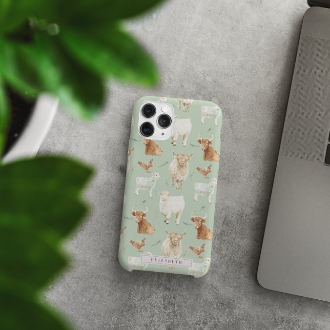Cute Farm Animal | Highland Cow Monogram Case-Mate iPhone Case (Creator Uploaded)
