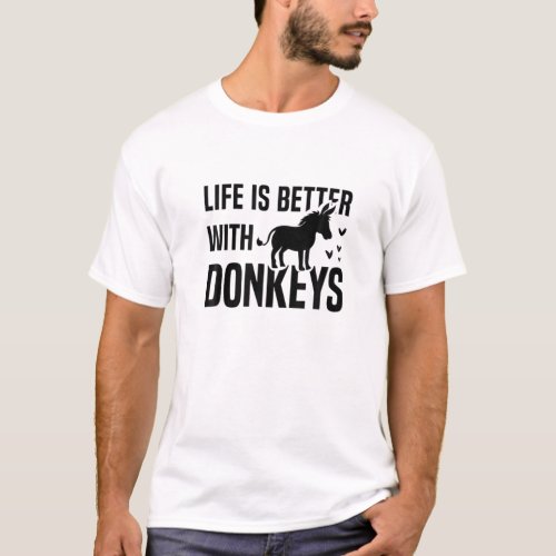 Cute Farm Animal Life With Donkeys Mule T_Shirt