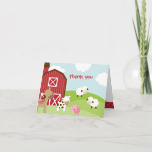 Cute Farm Animal Thank You Card