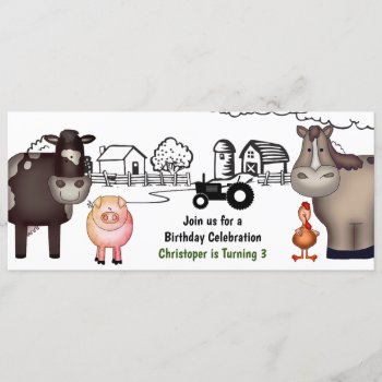 Cute Farm   Animals And Tractor Birthday Invitation by TheCutieCollection at Zazzle