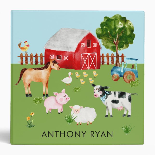 Cute Farm Animals Baby Photo Album Binder (Front)