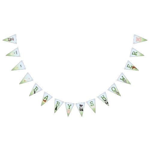 Cute farm animals baby shower bunting  bunting flags