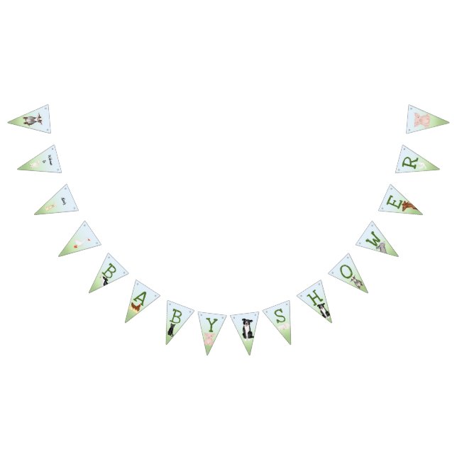 Cute farm animals baby shower bunting  flags (All)