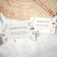 Cute Farm Animals Baby Shower Diaper Raffle Ticket