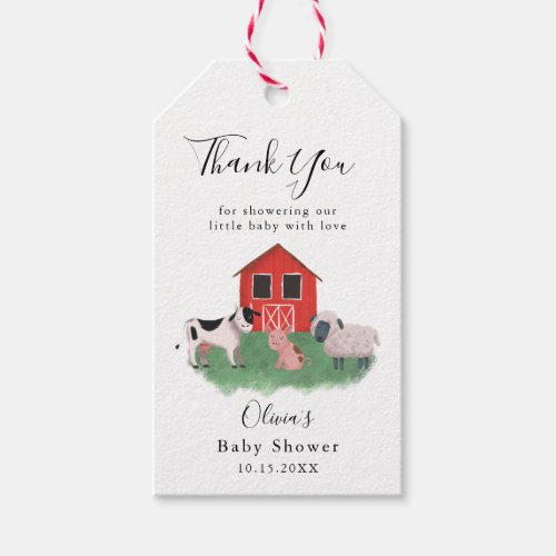Cute Farm Animals Baby Shower Favor Gift Tags