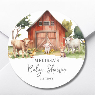 Cute Farm Animals Baby Shower Favor Sticker