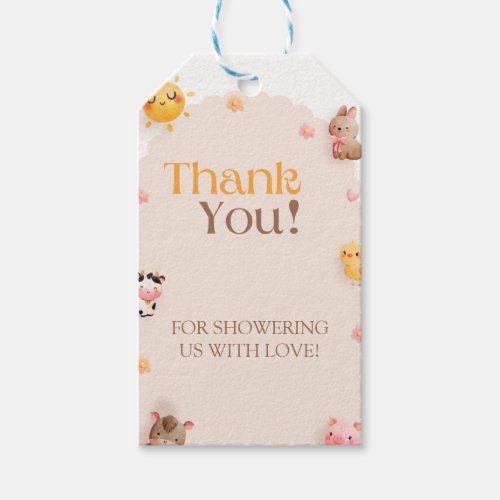 Cute Farm Animals Baby Shower Gift Tags